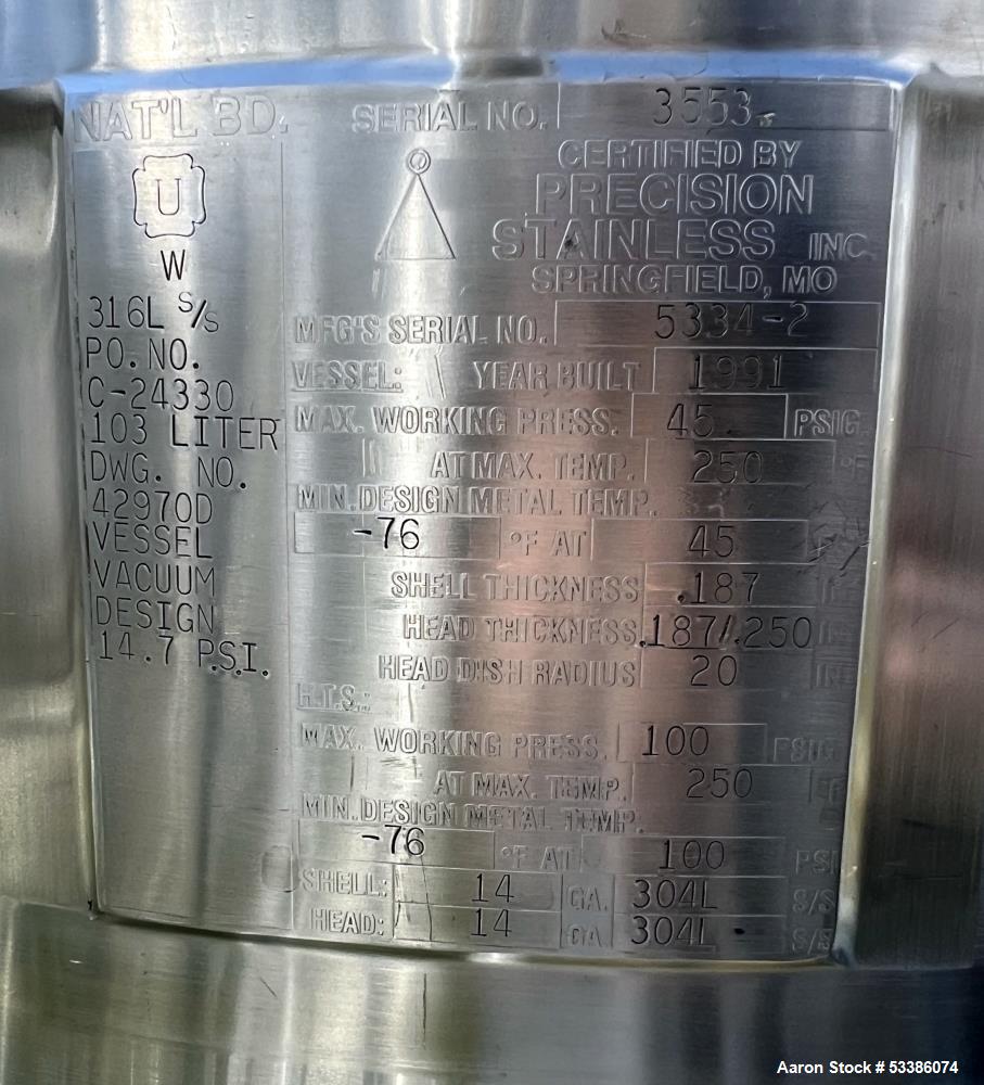 Precision Stainless High-Performance Stainless Steel Freeze/Thaw Tank - Used.