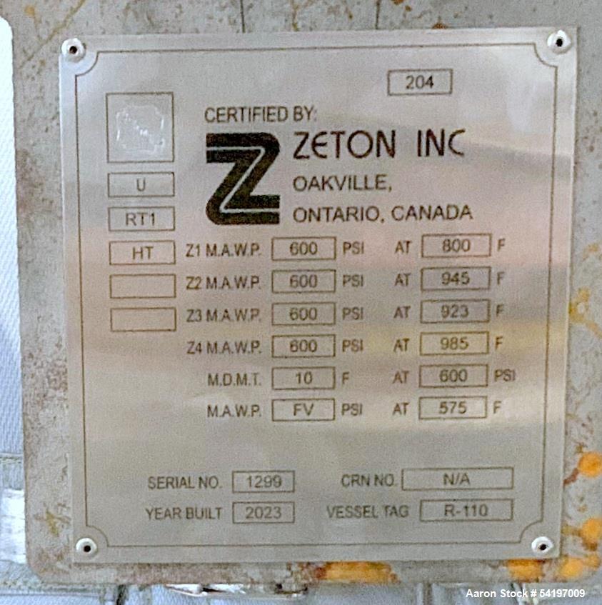 Zeton 235 Gallon Alloy Pressure Vessel – 24" x 12' | 600 PSIG | Unused