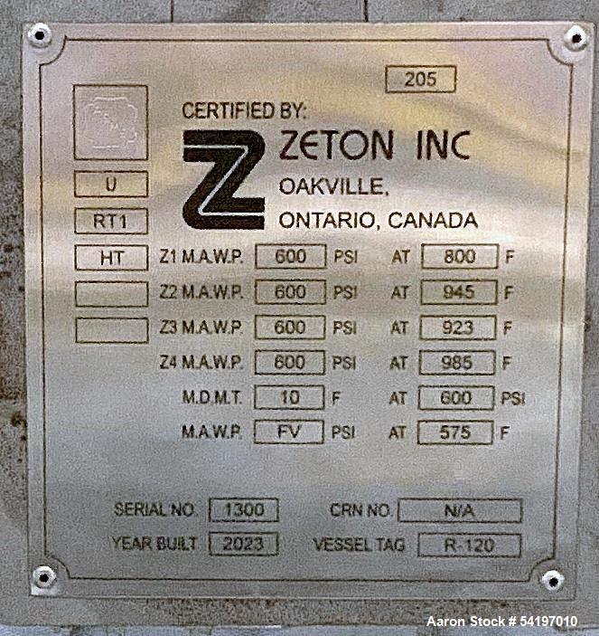 Unused Zeton 235 Gallon Pressure Vessel – 600 PSIG @ 1270°F | Alloy Shell