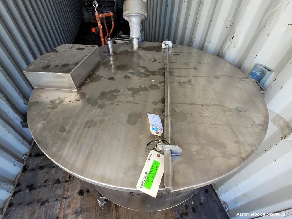 Used 200 Gallon Stainless Steel Vertical Mix Tank – Propeller Agitated, Leg Mounted