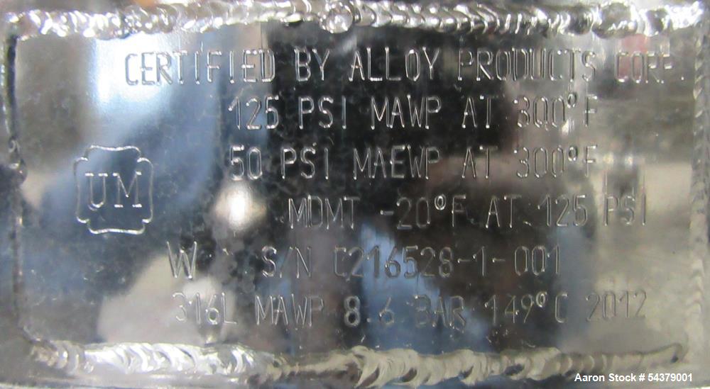 Used Alloy Products 8.7 Gallon Jacketed Product Can – 316L Stainless Steel Vesse