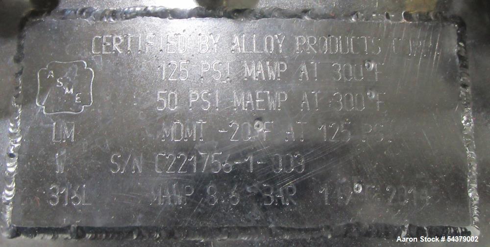 Used Alloy Products 8.4 Gallon Jacketed Tank – 316L Stainless Steel Pressure Vessel