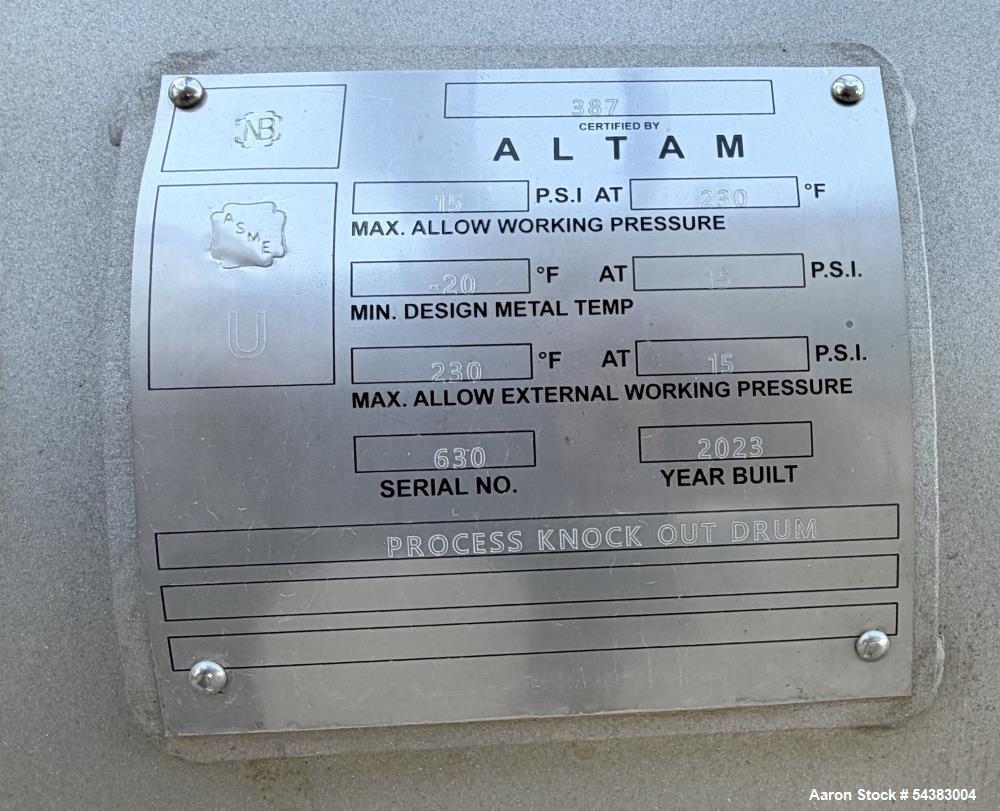 Used Altam Process Stainless steel Tank. Approximately 100 gallon.