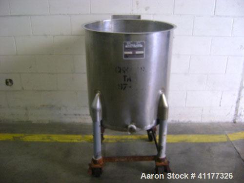 Used-Perma San 60 gallon stainless steel single wall portable tank. Open top with stainless steel mount for agitator (not in...
