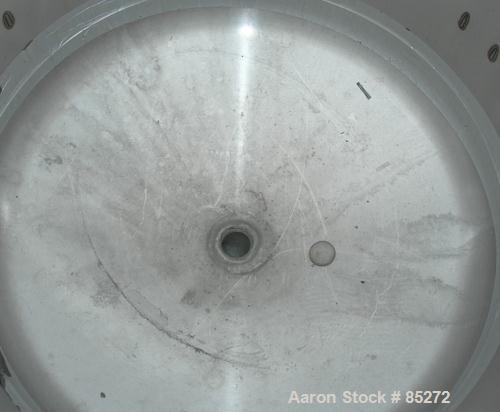 USED: Tank, 180 gallon, 304 stainless steel, vertical. 36" diameter x 38" straight side. Open top, no cover, dish bottom. 2" tri clamp center bottom outlet. Mounted on 3 stainless steel legs. Approx ...