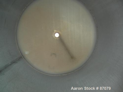 USED: Tank, 275 gallon, 304 stainless steel, vertical. Approximate 36" diameter x 60" straight side. Flat top, dish bottom. Openings: top (3) 2", (2) 3"; 2" center bottom outlet. (4) Side lug mounts.