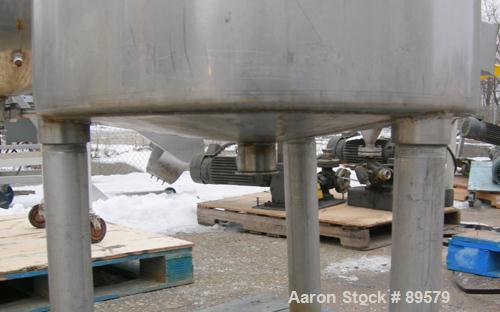USED: Tank, 55 gallon, 304 stainless steel, vertical. 24" diameter x 29" straight side. Flat top with a 1/2 hinged cover, slight coned bottom. Clamp-on agitator, 3/4" diameter shaft with a 3 blade tu...