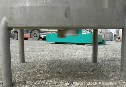 USED: Tank, 290 gallon, 304 stainless steel, vertical. Approximate38" diameter x 60" straight side. Flat top, sloped bottom. Openings:top (2) 1-1/2" tri clamp, (2) 2" tri clamp, 17-1/2" manway with c...