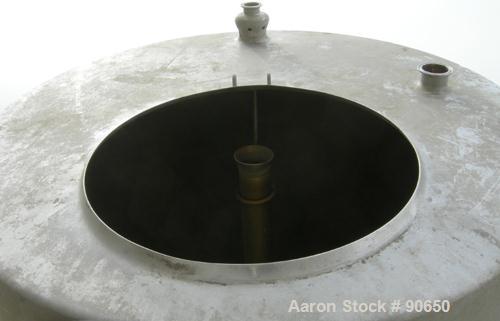 USED: Tank, 290 gallon, 304 stainless steel, vertical. Approximate38" diameer x 60" straight side. Flat top, sloped bottom. Openings:top (2) 1-1/2" tri clamp, (2) 2" tri clamp, 17-1/2" manway with co...