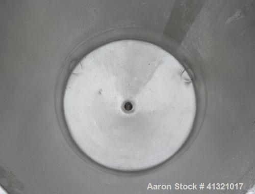 Used A&B Process Systems Tank, 50 Gallon, 304 Stainless Steel, Model RVT-50, Vertical. 22’’ diameter x 30’’ straight side. Flat open top, no cover, coned bottom. 1-1/2’’ tri-clamp center bottom outle...