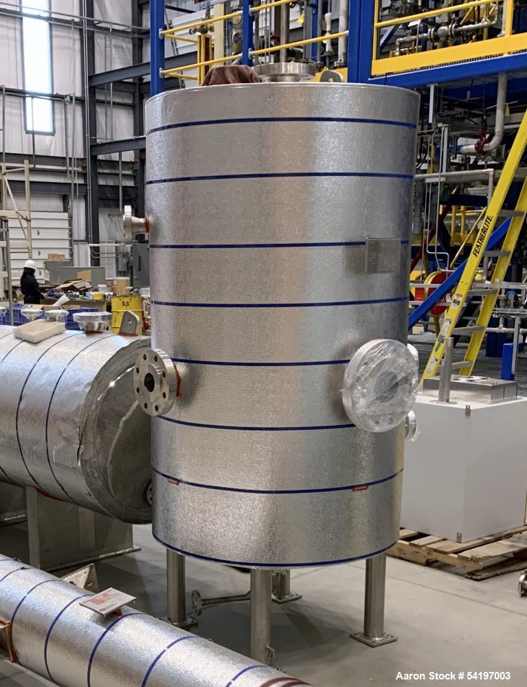Unused ADM Stainless, Type 36" OD Steam Blowdown Drum, Model C.V.  235 gallon, approximately 36" diameter x 48" straight side.  Vertical, 304 stainless steel.  600/FV PSIG at -20 to  800 degreesF. Se...