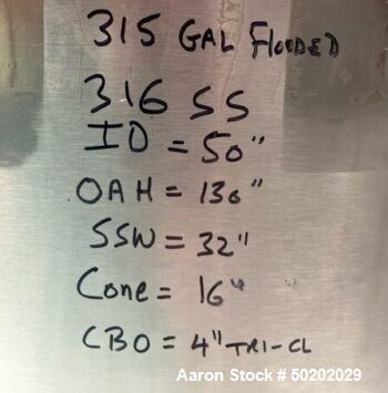 Used- 300 Gallon APV Double Motion Scrape Surface Cone Bottom Tank