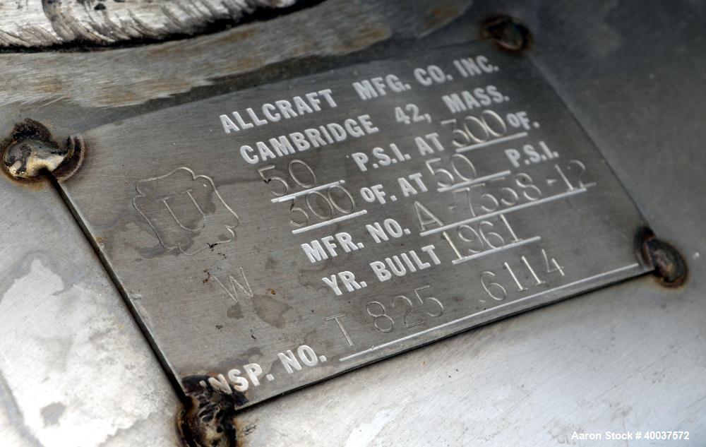 Used 50 Gallon Stainless Steel Allcraft Pressure Tank