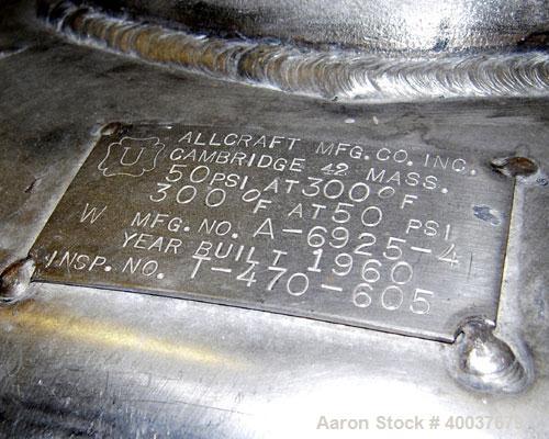 Used 50 Gallon Stainless Steel Allcraft Pressure Tank
