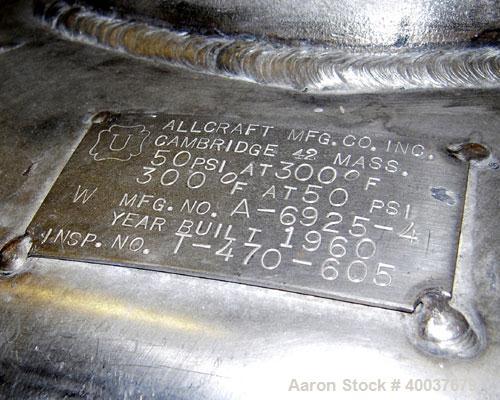 Used- 50 Gallon Stainless Steel Allcraft Pressure Tank