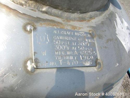 Used 50 Gallon Stainless Steel Allcraft Pressure Tank