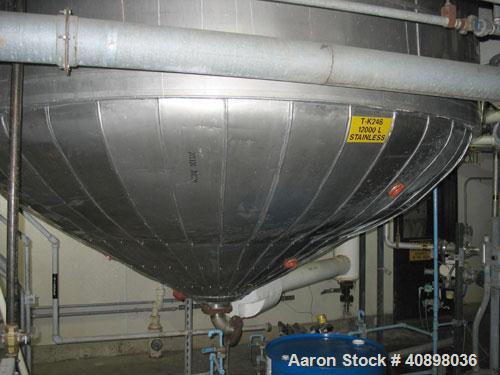 Used Alloy Fab Reactor, 3000 Gallon, 316L Stainless Steel. 9' diameter x 5' 6" straight side, dish top, cone bottom, rated 50 psi and full vacuum at 400 F internal, 304L stainless steel 1/2 pipe jack...