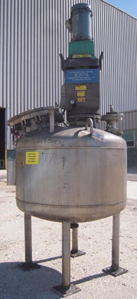 Used Alloy Fab Pressure Tank, 100 gallon, 304L stainless steel, vertical. 36" diameter x 18" straight side, dish top and bottom. Internal rated FV/50 psi at 180 deg F, and -20 deg F at 50 psi. Off ce...