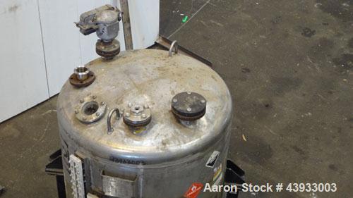 Used Alloy Fab Pressure Tank, 300 Gallons, 316L Stainless Steel, Vertical.  42” Diameter x 47” straight side, dish top and bottom.  Internal rated 60 psi/full vacuum at 100 degrees F.  Openings:  top...