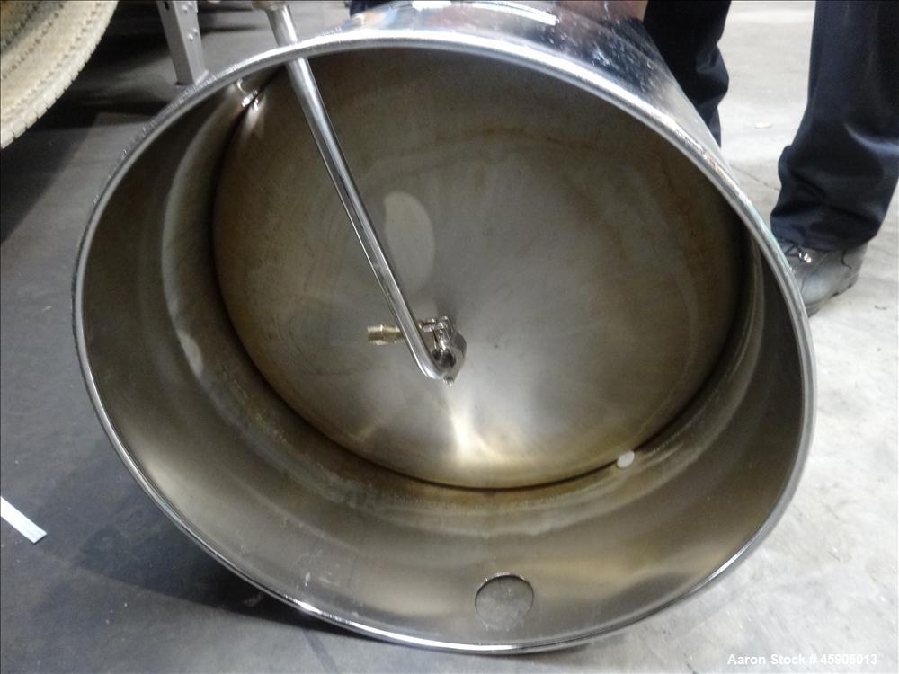Used Alloy Products Pressure Tank, 25 Gallon, 316 Stainless Steel, Vertical. Approximate 18" diameter x 23" straight side, dished top and bottom. Internal rated 110 psi at -20 to 100 degrees F. Openi...