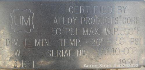 Used 25 Gallon Stainless Steel Alloy Products Pressure Tank