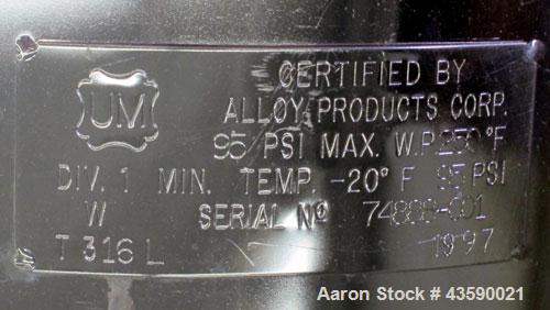 Used 33 Gallon Stainless Steel Alloy Products Pressure Tank
