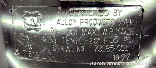 Used- 25 Gallon Stainless Steel Alloy Products Pressure Tank