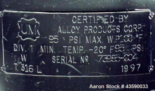 Used 25 Gallon Stainless Steel Alloy Products Pressure Tank