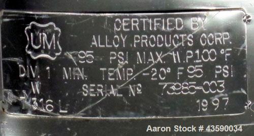 Used 25 Gallon Stainless Steel Alloy Products Pressure Tank