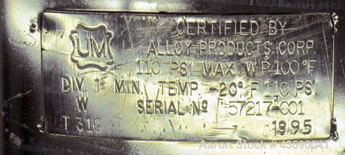 Used 25 Gallon Stainless Steel Alloy Products Pressure Tank