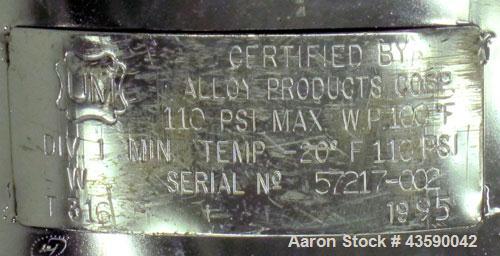 Used 25 Gallon Stainless Steel Alloy Products Pressure Tank