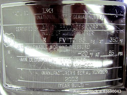 Used 25 Gallon Stainless Steel Alloy Products Pressure Tank