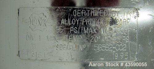 Used 25 Gallon Stainless Steel Alloy Products Pressure Tank