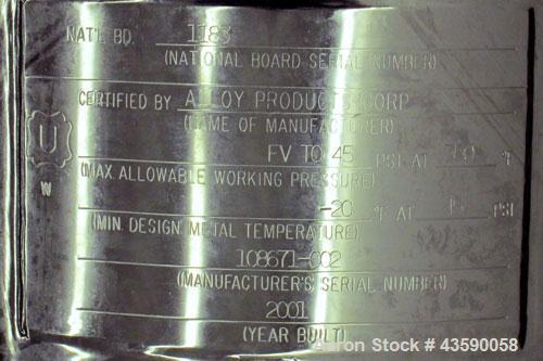 Used 15 Gallon Stainless Steel Alloy Products Pressure Tank