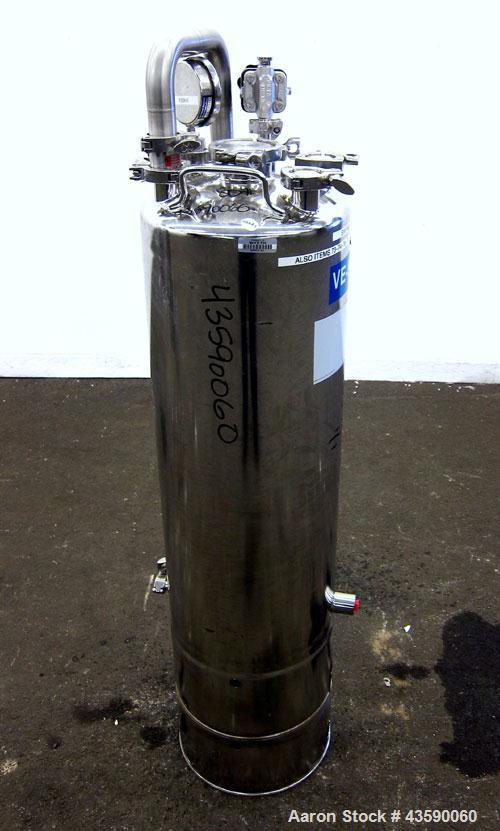 Used Alloy Products Pressure Tank, 15 Gallon, 316 Stainless Steel, Vertical. 12” Diameter x 30” straight side. Dished top and bottom. Internal rated Full Vacuum to 45 psi at -20 to 350 degrees F. Ope...