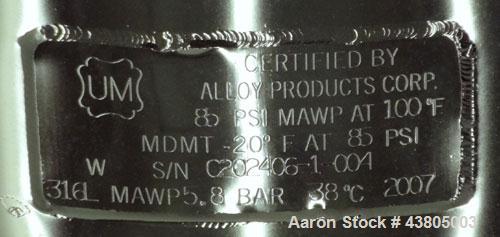 Used 36.99 Gallon Stainless Steel Alloy Products Pressure Tank
