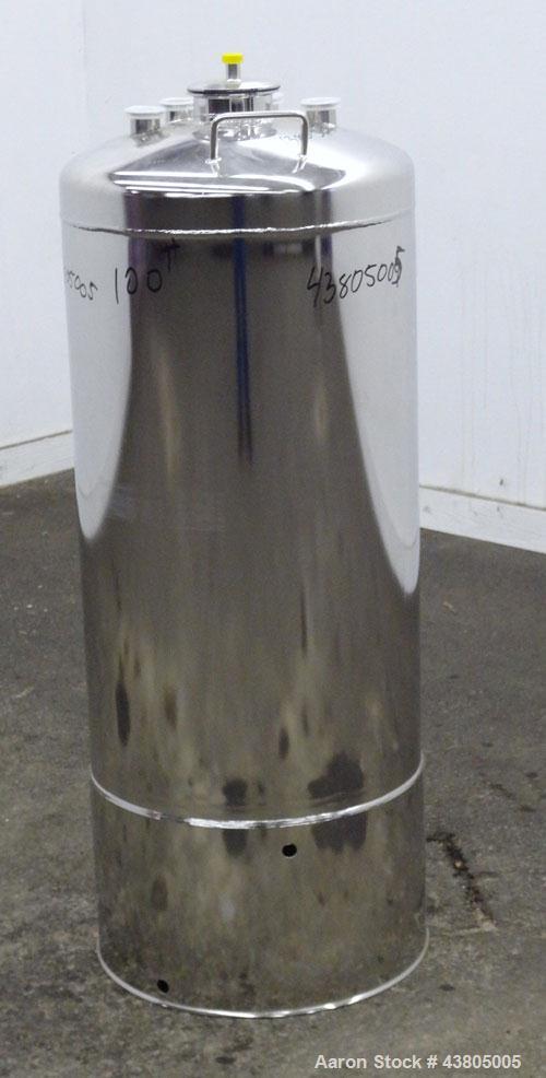 Used Alloy Products Pressure Tank, 36.99 Gallon (140 Liter), 316L Stainless Steel, Vertical. 17.74” Diameter x 29” straight side. Dished top and bottom. Internal rated 85 psi at -20 to 100 degrees F....