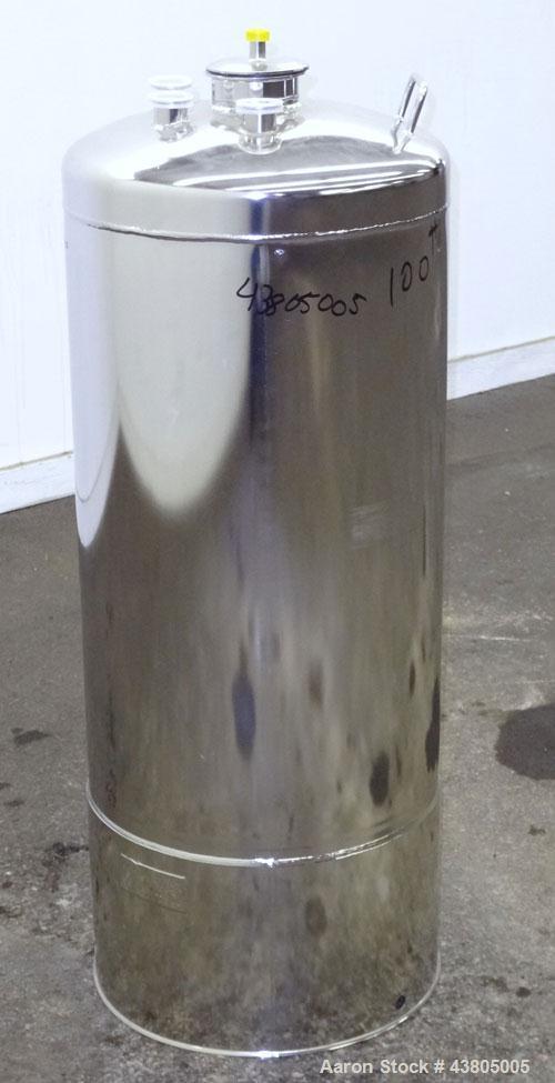 Used Alloy Products Pressure Tank, 36.99 Gallon (140 Liter), 316L Stainless Steel, Vertical. 17.74” Diameter x 29” straight side. Dished top and bottom. Internal rated 85 psi at -20 to 100 degrees F....