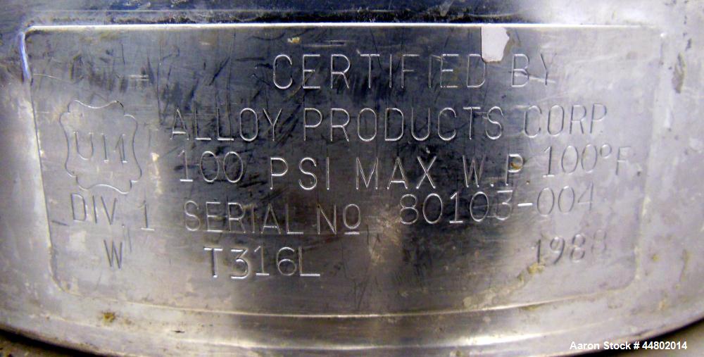 Used 8 Gallon Stainless Steel Alloy Products Pressure Tank