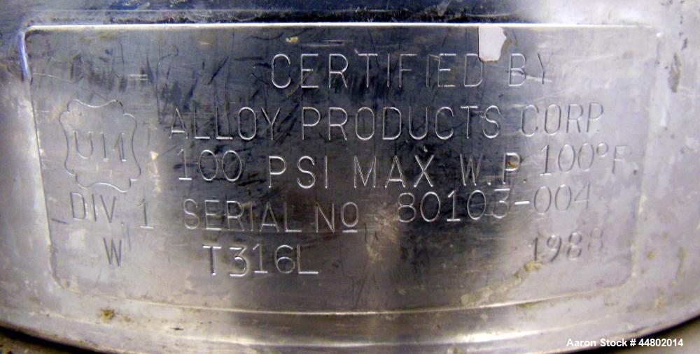 Used- 8 Gallon Stainless Steel Alloy Products Pressure Tank