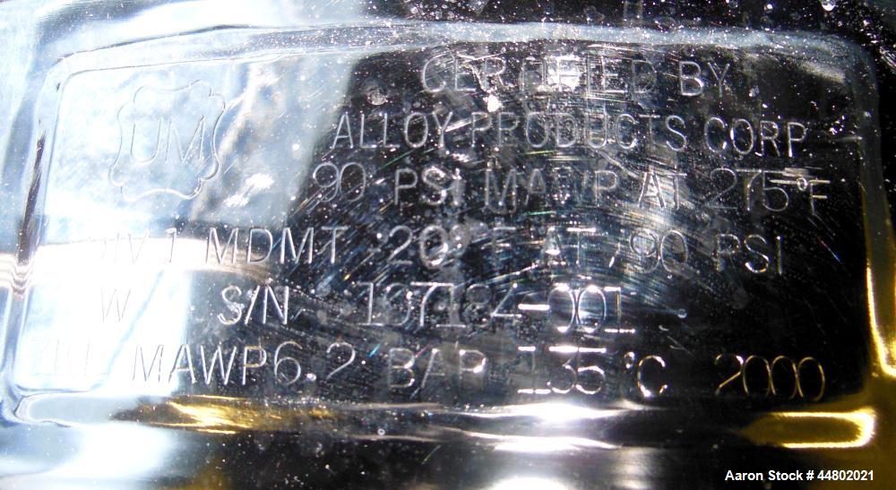 Used 39 Gallon Stainless Steel Alloy Products Pressure Tank