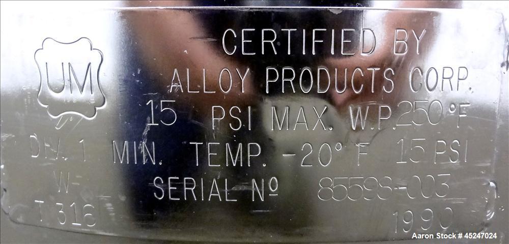 Used 36 Gallon Stainless Steel Alloy Products Pressure Tank