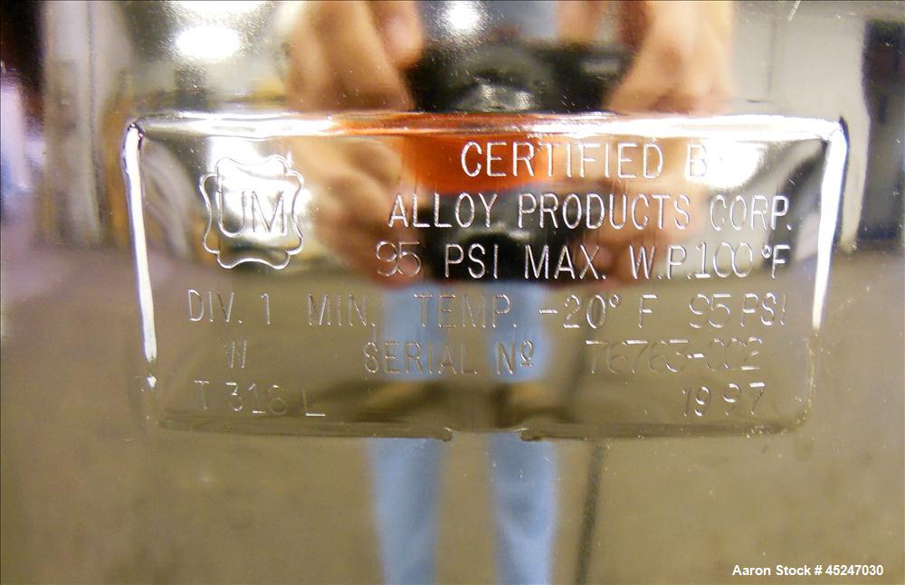 Used 36 Gallon Stainless Steel Alloy Products Pressure Tank
