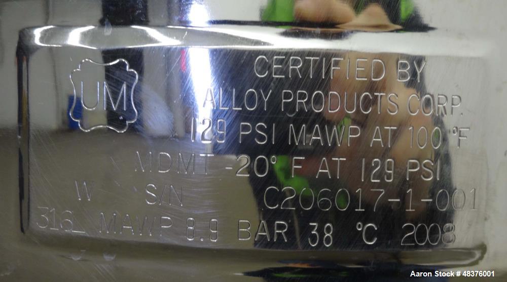 Used Alloy Products 25 Gallon Stainless Steel Pressure Tank