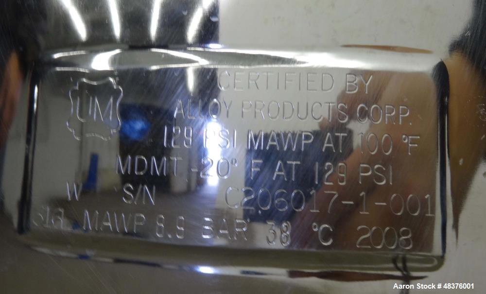 Used Alloy Products 25 Gallon Stainless Steel Pressure Tank
