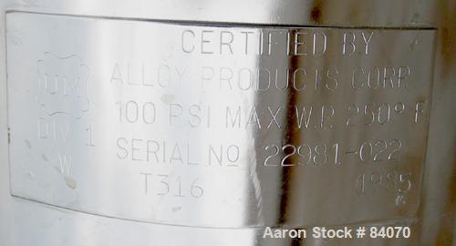 Used 4 Gallon Stainless Steel Alloy Products Pressure Tank