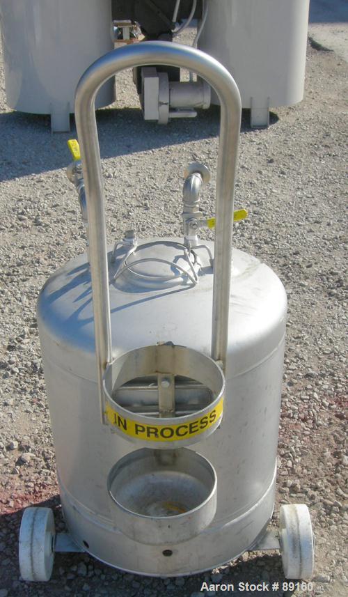 Used Alloy Products Pressure Tank, 20 Gallon, 316L Stainless Steel, Vertical. 18" diameter x 15" straight side. Dished top and bottom. Internal rated 115 psi at 100 deg F. Openings: top (4) 1" NPT, 4...