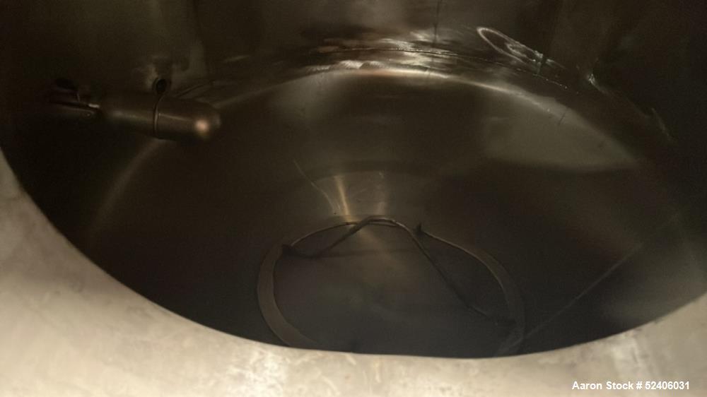 Used Alpha Stainless Tank, Approximate 250 Gallon, Stainless Steel, Vertical. Approximate 36" diameter x 57" straight side, dished top & bottom. Mounted on 4 stainless legs.