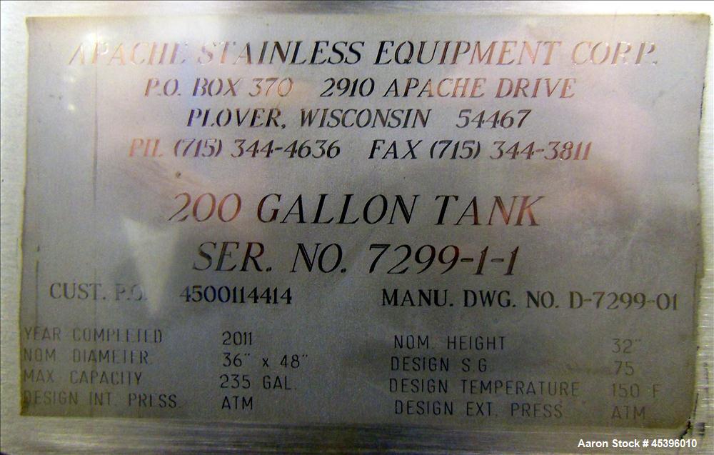 201 Gallon Stainless Steel Apache Stainless Equipment Square Gravity Filter Tank