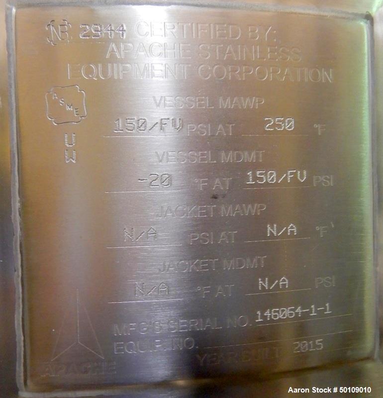 Used Apache Stainless Stainless Steel Pressure Tank with Agitation, 100 gallon,